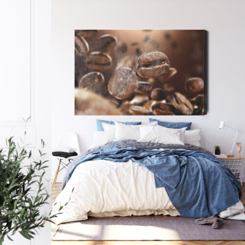 Obraz na płótnie Kawa Latające ziarna kawy Premium Canvas - obrazek 3