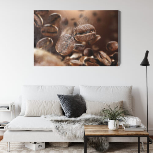 Obraz na płótnie Kawa Latające ziarna kawy Premium Canvas - obrazek 4