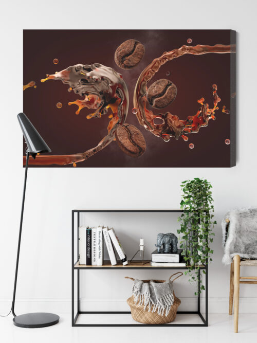 Obraz na płótnie Kawa Ziarna i rozprysk napoju Premium Canvas - obrazek 9
