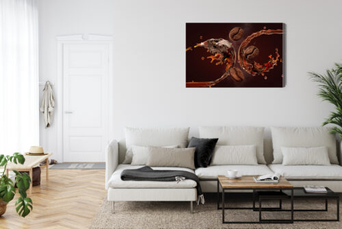 Obraz na płótnie Kawa Ziarna i rozprysk napoju Premium Canvas - obrazek 6