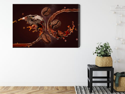 Obraz na płótnie Kawa Ziarna i rozprysk napoju Premium Canvas - obrazek 8