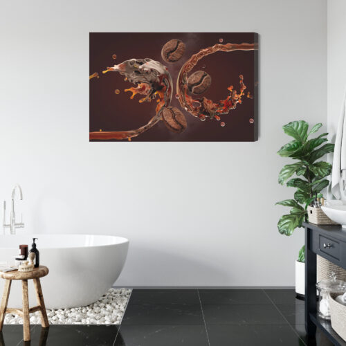 Obraz na płótnie Kawa Ziarna i rozprysk napoju Premium Canvas - obrazek 5