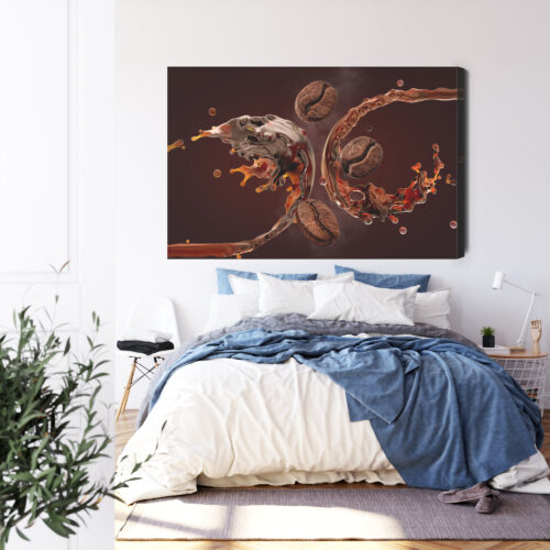 Obraz na płótnie Kawa Ziarna i rozprysk napoju Premium Canvas - obrazek 3