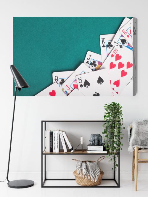 Obraz na płótnie Gra Karty pokerowe na zielonym suknie Premium Canvas - obrazek 9