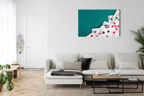 Obraz na płótnie Gra Karty pokerowe na zielonym suknie Premium Canvas - obrazek 6