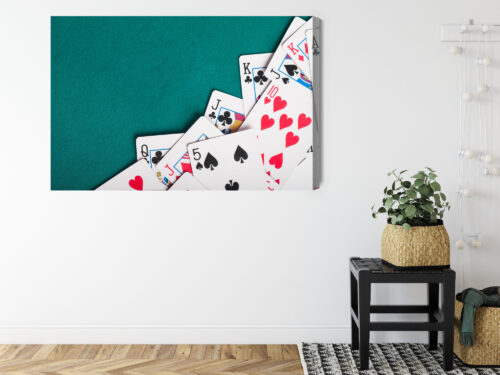 Obraz na płótnie Gra Karty pokerowe na zielonym suknie Premium Canvas - obrazek 8