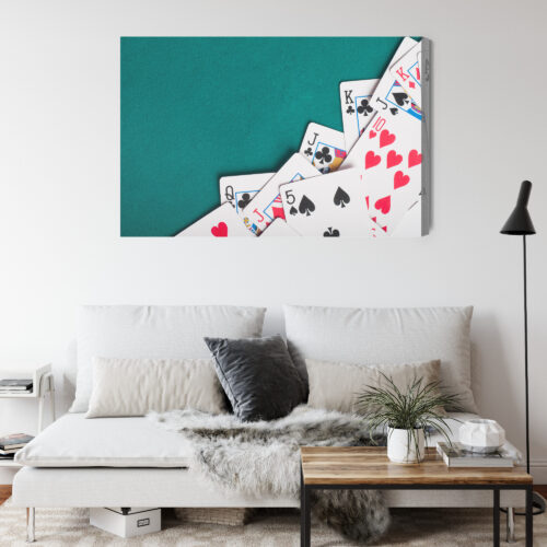 Obraz na płótnie Gra Karty pokerowe na zielonym suknie Premium Canvas - obrazek 4