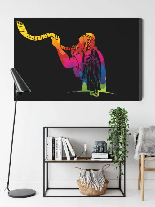 Obraz na płótnie Szofar Judaizm Kolorowy kontur  Premium Canvas - obrazek 9