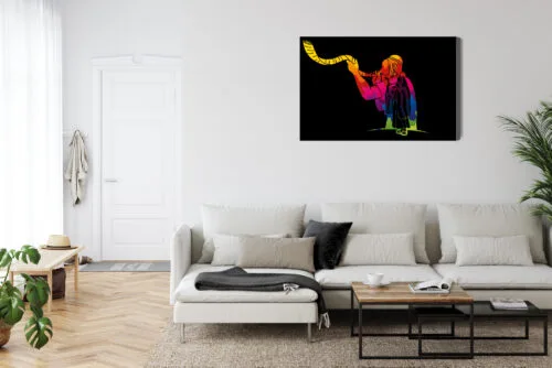 Obraz na płótnie Szofar Judaizm Kolorowy kontur  Premium Canvas - obrazek 6