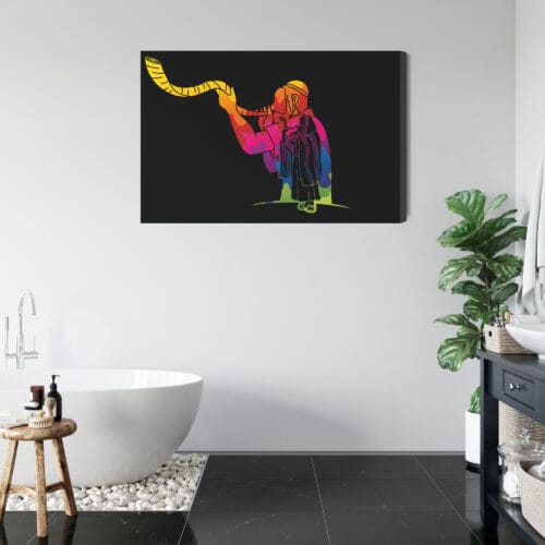 Obraz na płótnie Szofar Judaizm Kolorowy kontur  Premium Canvas - obrazek 5