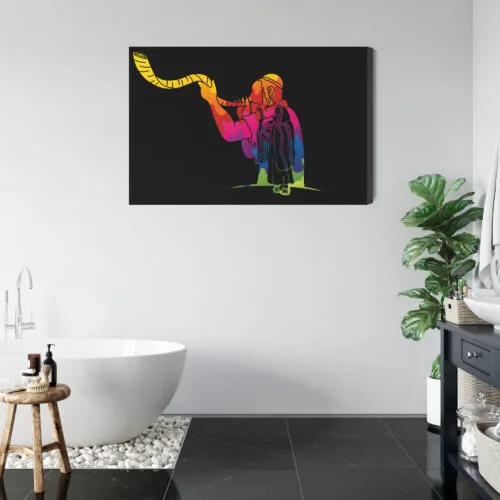 Obraz na płótnie Szofar Judaizm Kolorowy kontur  Premium Canvas - obrazek 5