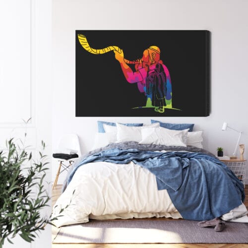 Obraz na płótnie Szofar Judaizm Kolorowy kontur  Premium Canvas - obrazek 3