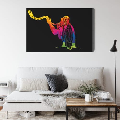 Obraz na płótnie Szofar Judaizm Kolorowy kontur  Premium Canvas - obrazek 4