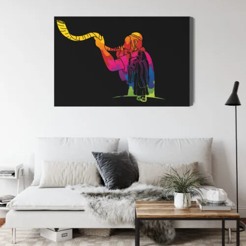Obraz na płótnie Szofar Judaizm Kolorowy kontur  Premium Canvas - obrazek 4