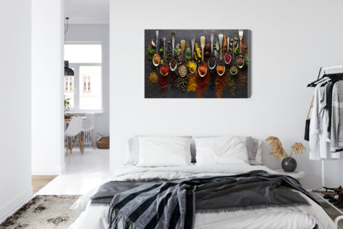 Obraz na płótnie Kuchnia Różnorodne przyprawy w łyżkach Premium Canvas - obrazek 7