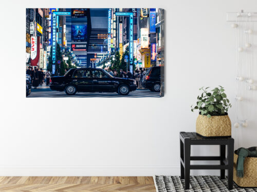 Obraz na płótnie Tokio Kabukicho Nocna ulica z taksówką  Premium Canvas - obrazek 8