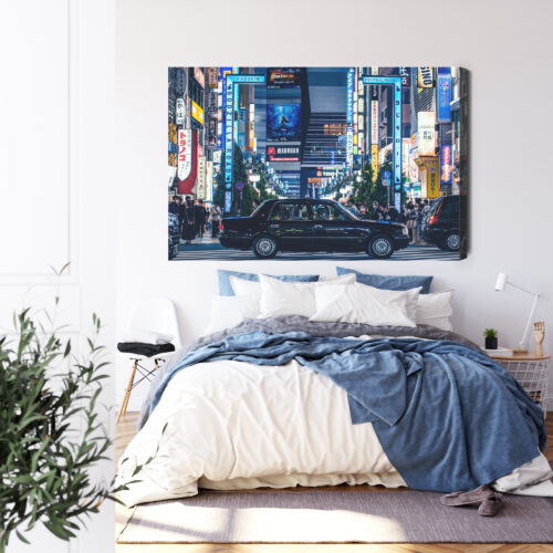 Obraz na płótnie Tokio Kabukicho Nocna ulica z taksówką  Premium Canvas - obrazek 3