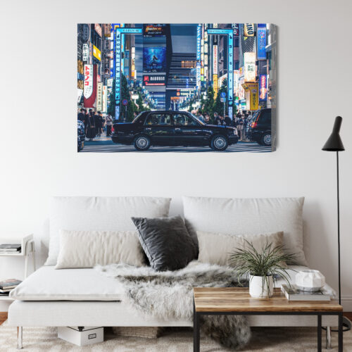 Obraz na płótnie Tokio Kabukicho Nocna ulica z taksówką  Premium Canvas - obrazek 4
