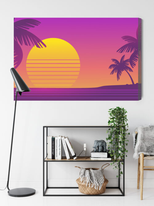 Obraz na płótnie Tropikalny zachód słońca Styl retro gradientowy  Premium Canvas - obrazek 9