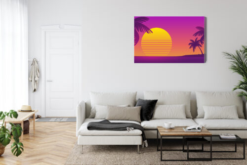 Obraz na płótnie Tropikalny zachód słońca Styl retro gradientowy  Premium Canvas - obrazek 6