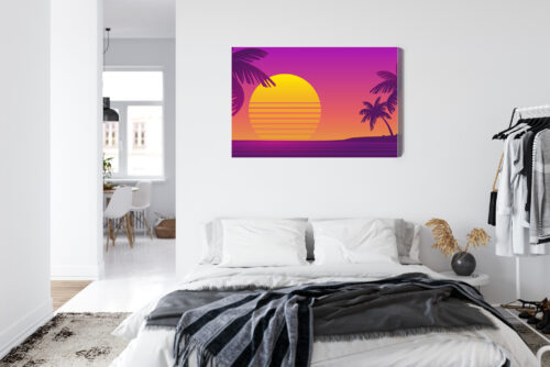 Obraz na płótnie Tropikalny zachód słońca Styl retro gradientowy  Premium Canvas - obrazek 7