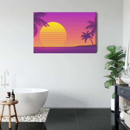 Obraz na płótnie Tropikalny zachód słońca Styl retro gradientowy  Premium Canvas - obrazek 5