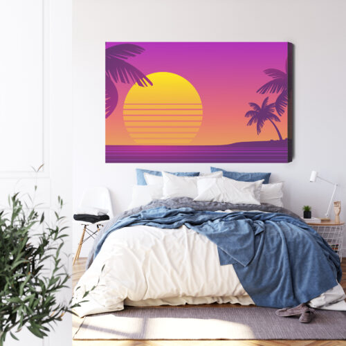 Obraz na płótnie Tropikalny zachód słońca Styl retro gradientowy  Premium Canvas - obrazek 3