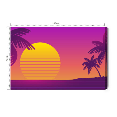 Obraz na płótnie Tropikalny zachód słońca Styl retro gradientowy  Premium Canvas