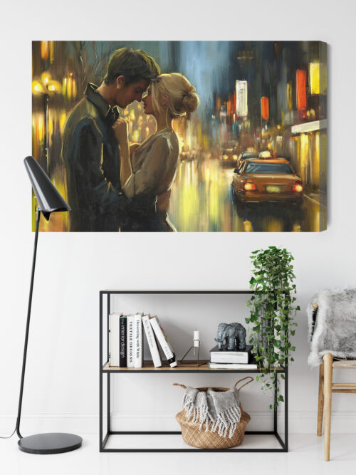Obraz na płótnie Zakochani nocą Romantyczna scena w świetle Premium Canvas - obrazek 9