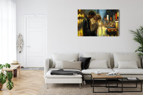 Obraz na płótnie Zakochani nocą Romantyczna scena w świetle Premium Canvas - obrazek 6