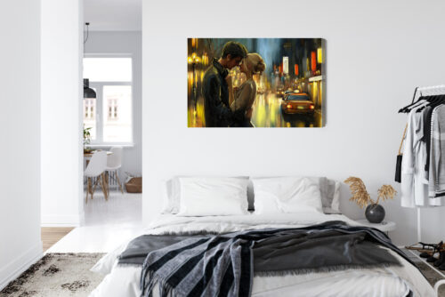Obraz na płótnie Zakochani nocą Romantyczna scena w świetle Premium Canvas - obrazek 7
