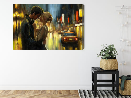 Obraz na płótnie Zakochani nocą Romantyczna scena w świetle Premium Canvas - obrazek 8