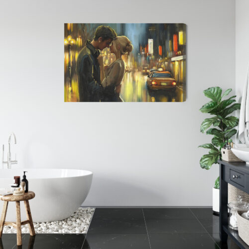Obraz na płótnie Zakochani nocą Romantyczna scena w świetle Premium Canvas - obrazek 5