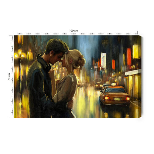 Obraz na płótnie Zakochani nocą Romantyczna scena w świetle Premium Canvas