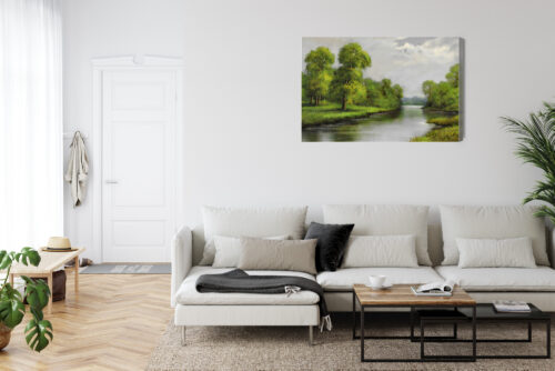 Obraz na płótnie Rzeka Malarstwo Natura  Premium Canvas - obrazek 6