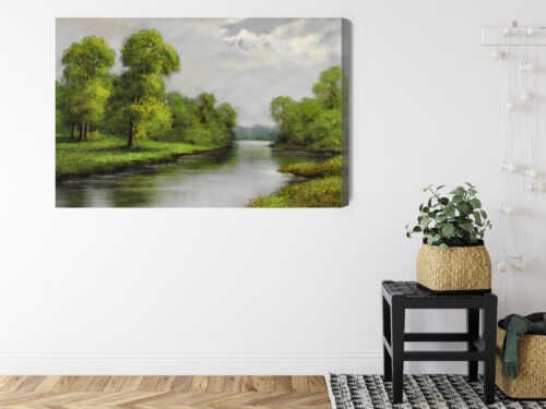 Obraz na płótnie Rzeka Malarstwo Natura  Premium Canvas - obrazek 8