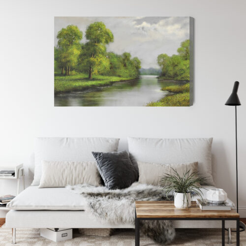Obraz na płótnie Rzeka Malarstwo Natura  Premium Canvas - obrazek 4