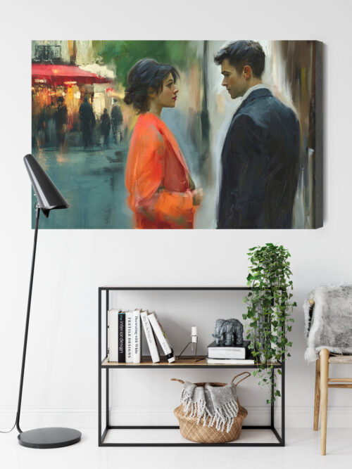 Obraz na płótnie Zakochani na ulicy Impresjonistyczna scena Premium Canvas - obrazek 9