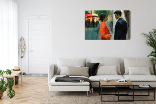 Obraz na płótnie Zakochani na ulicy Impresjonistyczna scena Premium Canvas - obrazek 6