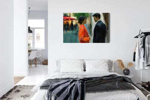 Obraz na płótnie Zakochani na ulicy Impresjonistyczna scena Premium Canvas - obrazek 7