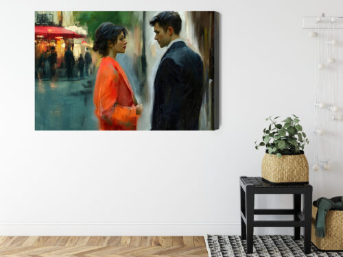 Obraz na płótnie Zakochani na ulicy Impresjonistyczna scena Premium Canvas - obrazek 8
