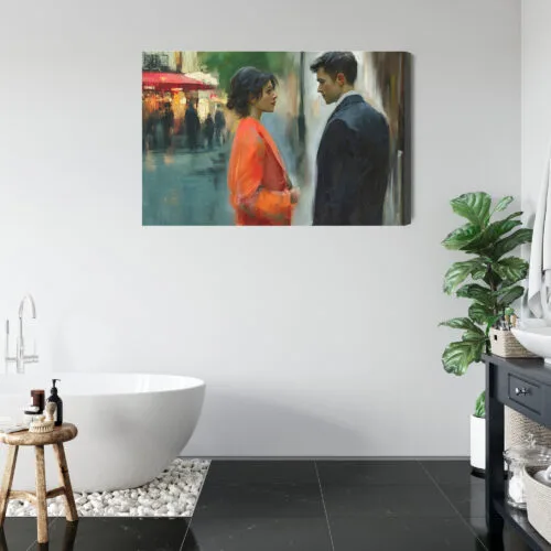 Obraz na płótnie Zakochani na ulicy Impresjonistyczna scena Premium Canvas - obrazek 5