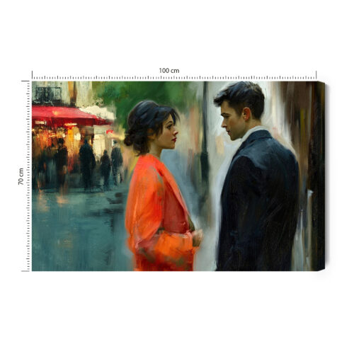 Obraz na płótnie Zakochani na ulicy Impresjonistyczna scena Premium Canvas