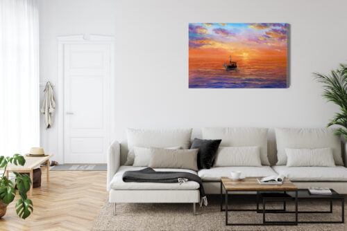 Obraz na płótnie Łódź Malarstwo Zachód  Premium Canvas - obrazek 6