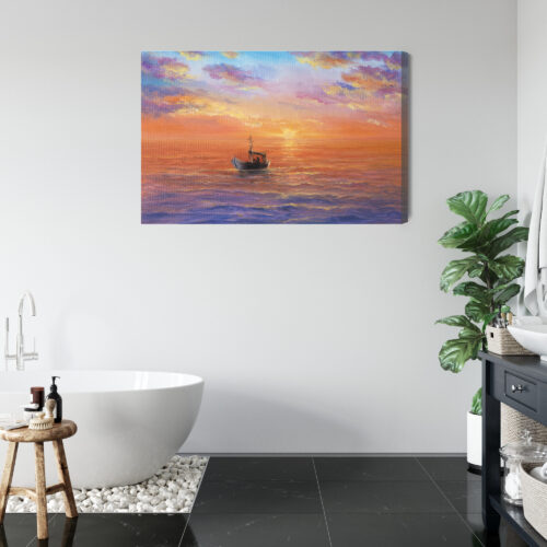 Obraz na płótnie Łódź Malarstwo Zachód  Premium Canvas - obrazek 5