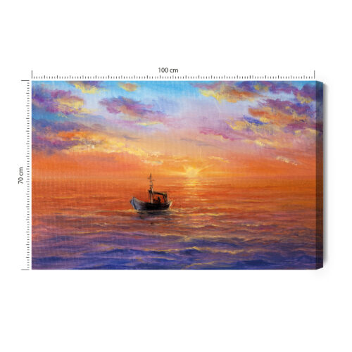 Obraz na płótnie Łódź Malarstwo Zachód  Premium Canvas