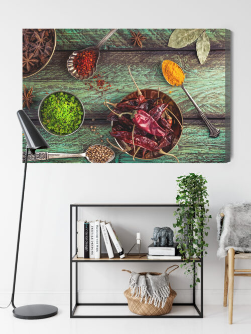 Obraz na płótnie Kuchnia Przyprawy orientalne na zielonym drewnie Premium Canvas - obrazek 9