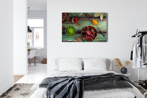 Obraz na płótnie Kuchnia Przyprawy orientalne na zielonym drewnie Premium Canvas - obrazek 7