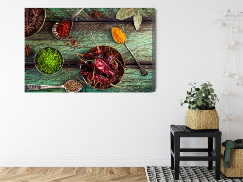 Obraz na płótnie Kuchnia Przyprawy orientalne na zielonym drewnie Premium Canvas - obrazek 8