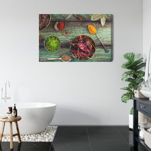 Obraz na płótnie Kuchnia Przyprawy orientalne na zielonym drewnie Premium Canvas - obrazek 5